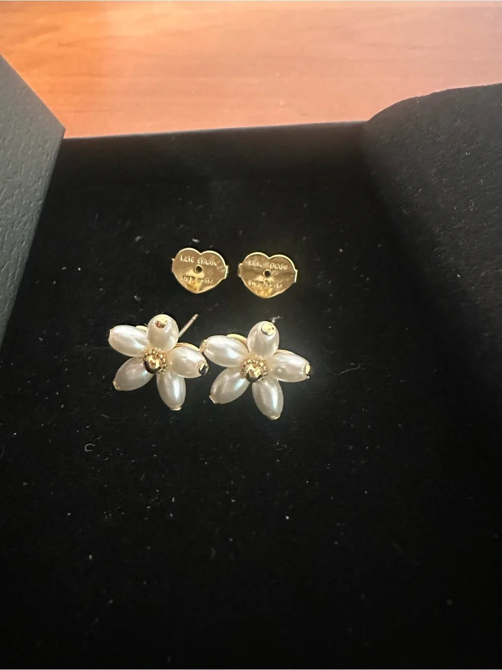 Kate Spade Delicate White Floral Pearly  Stud Earrings - Gold Accent